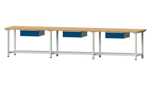 ANKE werkbanken werktafel, model 203, 4050 x 800 x 840 mm, RAL 7035/5010, BMP 40 mm, 401.532