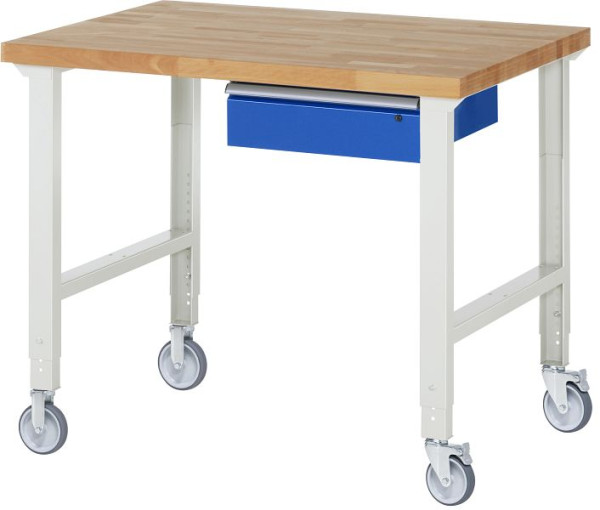 RAU Verrijdbare werkbank (in hoogte verstelbaar) 7001A1, 1250x900x950-1000mm, elk 2 bokwielen en zwenkwielen, 05-7001A1-129B4H22.11