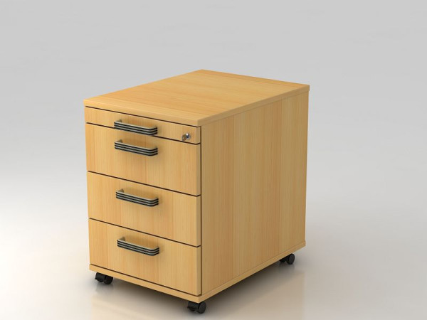 Hammerbacher rolcontainer 58cm, 3 laden, slotlijstgreep beuken, 42,8x58x59 cm, 1/3/3/3 HE, VAC30/6/6/SG