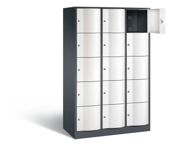 C+P lockerkast Resisto, H1950xB1148xD540mm, kleur: zwartgrijs / verkeerswit, 8570-372 S11185