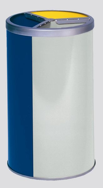 VAR recyclingstation 3-voudig, zonder dak, geel, blauw, lichtgrijs, 3664