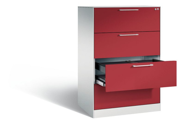C+P hangarchiefkast Asisto, H1310xB800xD600mm, kleur: lichtgrijs/robijnrood, beugelgreep, 146223-412 S10070