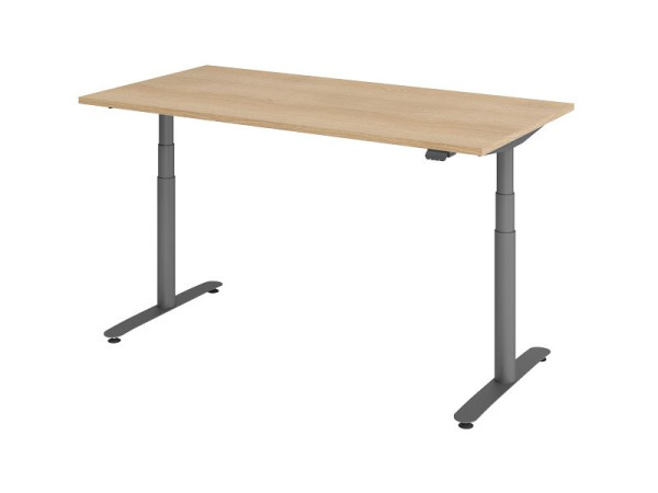Hammerbacher zit-sta bureau elektrisch 160x80cm eiken/grafiet, VXDLR16/E/G