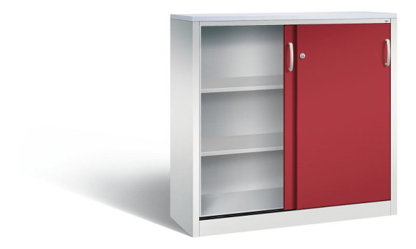 C+P dressoir met schuifdeuren Acurado, H1200xB1200xD400mm, kleur: lichtgrijs/robijnrood, beugelgreep, 3 niveaus, 2047-1200 S10345