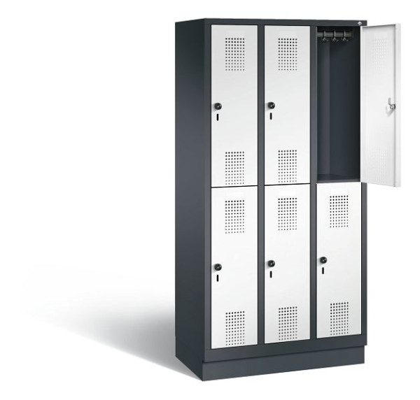 C+P locker, dubbellaags Evolo, H1800xB900xD500mm, kleur: zwartgrijs / verkeerswit, 48320-30 S10658