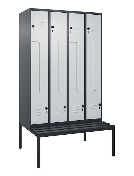C+P Z-Spind Classic PLUS, met onderbank, 8 vakken, 2120x1200x815mm, 7016/7035, draaigrendel, 0800537-408 S10043