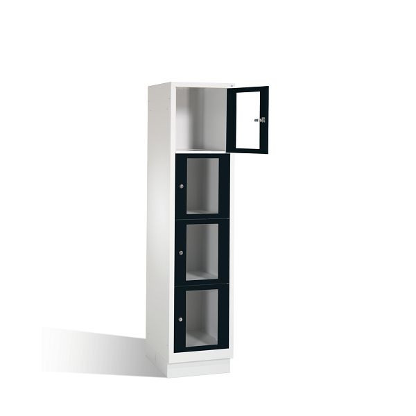 C+P lockerkast Classic, H1800xB420xD500mm, kleur: lichtgrijs / zwartgrijs, 8020A124 S10005