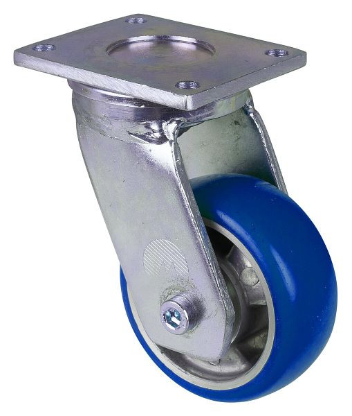 BS Rollen zwaarlastwiel zwenkwiel, polyurethaan wiel 83 Shore, aluminium velg, kogellager, plaat, diameter: 100 mm, RR100.B92.100
