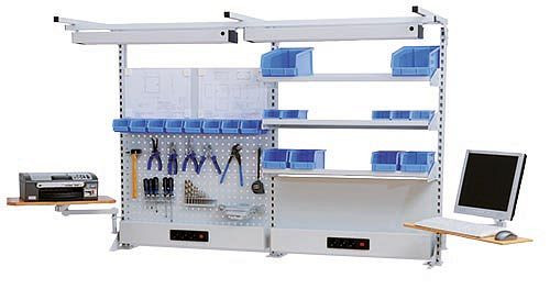 Bedrunka + Hirth meerwandig bouwbreedte 2000 met bovenframe, 2x energiekanaal, 2x magneetwand, 2x geperforeerde wand, 3x legplank 2000 x 750 x 1250 mm, 03.900.20.16