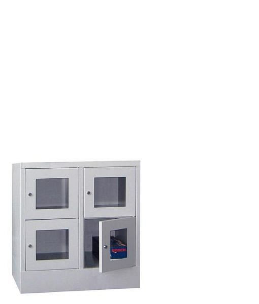 Pavoy Schließfachschrank mit Sockel 855/500/800, 2b x 2h, Zylinderschloss, Abteilbreite 400, Sichtfenster, 61213-224-091-910