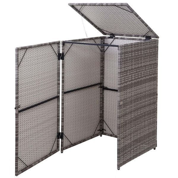 Mendler HWC-E25 vuilnisbak deksel, vuilnisbak vuilnisbak deksel, poly rattan 120l, grijs, 65256