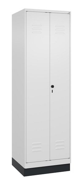 C+P Umkleidespind Classic PLUS SW, Sockel, 2 Abteile, 1950x600x500mm, 9016/9016, Drehriegel, 080022-20 S10014