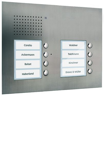 TCS audio buitenstation serie PUK 8 belknoppen (rechts uitgelijnd), 2 kolommen, UP RVS, PUK08/2-ES