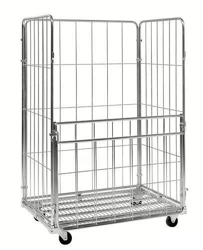 Kongamek stalen rolcontainer KM 4-zijdig, voorwand half opklapbaar, LxBxH 1200 x 800 x 1800 mm, 269108