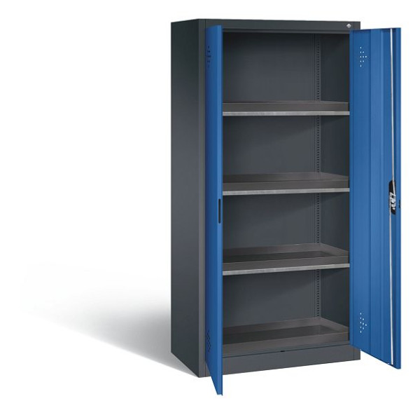 C+P klimaatkast Acurado, H1950xW930xD500mm, kleur: zwartgrijs / gentiaanblauw, verzonken handgreep, 8921-316 S10161