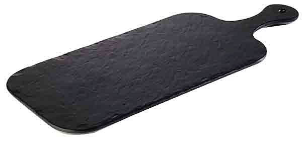 APS dienblad -SLATE ROCK-, 40 x 20 cm, hoogte: 1,5 cm, melamine, zwart, leisteenlook, gestructureerd oppervlak, handvat: 13 cm, 84258