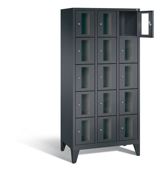C+P lockerkast Classic, H1850xB900xD500mm, kleur: zwart-grijs, 8010A305 S10014