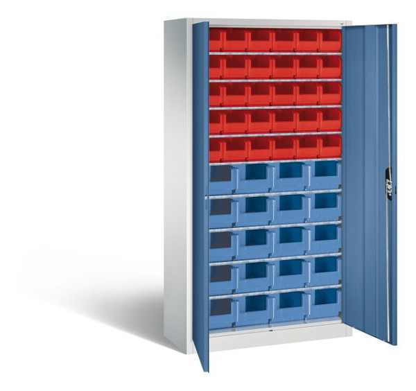 C+P tijdschriftenkast serie 13, H1980xB1000xD420mm, kleur: lichtgrijs / verre blauw, verzonken handgreep, 133144-27 S10043