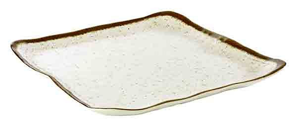 APS bord -STONE ART-, 33 x 32,5 cm, hoogte: 3 cm, melamine, binnenkant: decor, wit, rand: bruin, 84517