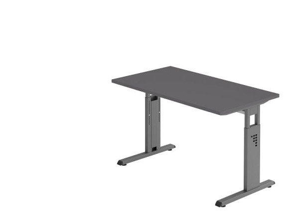 Hammerbacher bureau C-poot 120x67cm grafiet/grafiet, 25 mm dik, 2 mm ABS rand. Rechthoekige vorm, VOS612/G/G