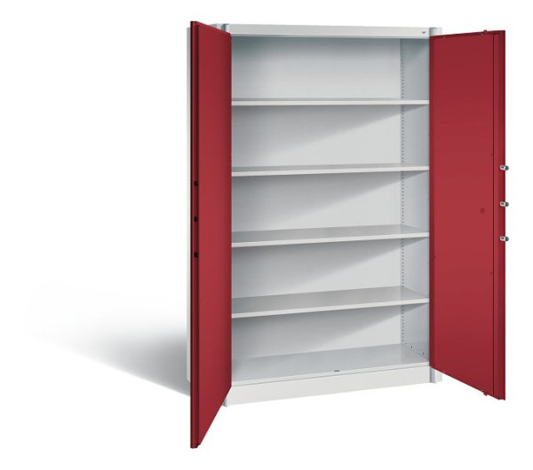 C+P brandbeveiligingskast Certos, H1950xB1200xD500mm, kleur: lichtgrijs/robijnrood, handgreep, 5 FH, 1180-00 S10294