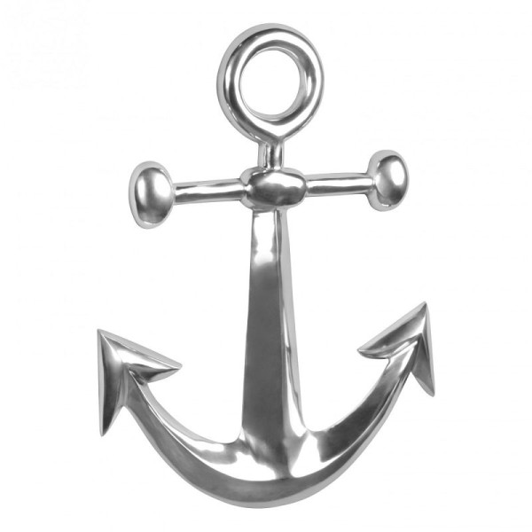 Wohnling decoratiefiguur ANKER aluminium decoratie gepolijst 62,5 cm standbeeld sculptuur groot aluminium enkel modern XXL maritiem, WL1.884