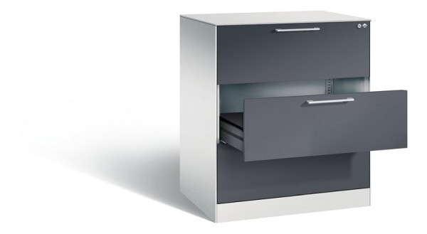 C+P archiefkast Asisto, H1010xB800xD600mm, kleur: lichtgrijs/zwartgrijs, beugelgreep, 146243-322 S10046