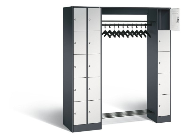 C+P open garderobe serie 8070, H1950xW2100xD480mm, kleur: zwartgrijs/lichtgrijs, 80730-00 S10064