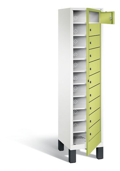 C+P wasverzamelkast Evolo, H1850xB420xD500mm, kleur: verkeerswit / virid green, 48060-110 S10117