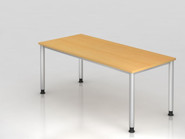 Hammerbacher bureau 4 voet rond 180x80cm beuken/zilver, rechthoekige vorm, VHS19/6/S