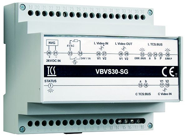 TCS-voedings- en besturingseenheid voor video-subsystemen op 1 lijn, DIN-rail 6 HP, VBVS30-SG