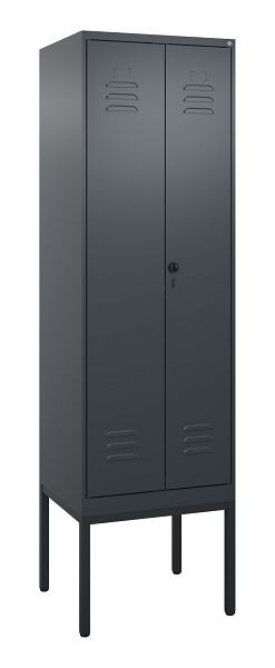 C+P Umkleidespind Classic PLUS SW, Gestell, 2 Abteile, 2120x600x500mm, 7016/7016, Drehriegel, 0800327-20 S10012