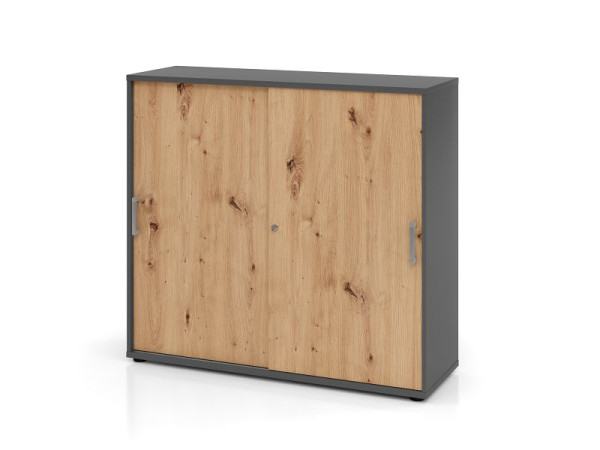 Hammerbacher schuifdeurkast 3OH 120cm CE grafiet/knoestig eiken, V1753S/G/R/CE