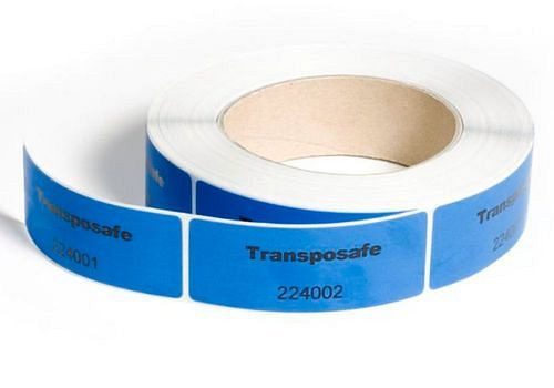 DENIOS Transposafe veiligheidslabel, om te verzegelen, 30 x 78 mm, 1 rol van 250 stuks, 290-819