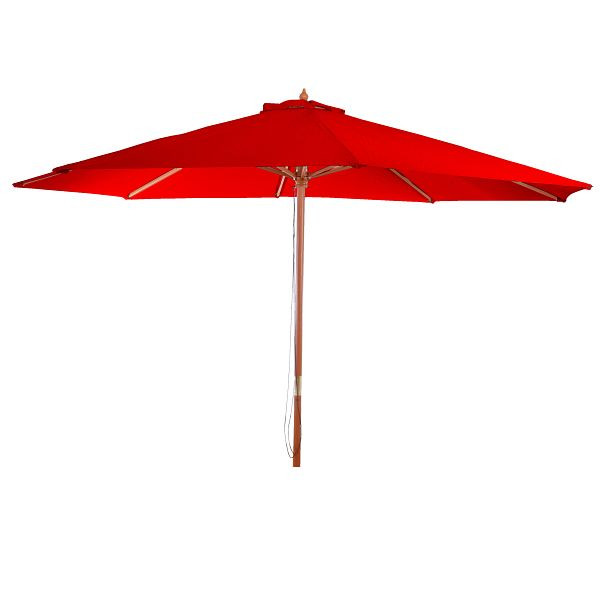 Mendler Florida parasol, tuinparasol marktparasol, Ø 3,5m polyester/hout 7kg, bordeaux, 25668