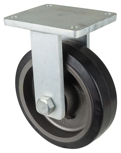 BS Rollen zwaarlastwiel, bokwiel, wielbreedte 75 mm, wiel-Ø 250 mm, draagvermogen 750 kg, zwarte elastische banden, gegoten, kogellagers, RR110.B81.252