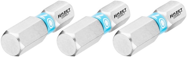 Hazet bit, massief zeskant 6,3 (1/4 inch), binnenzeskant profiel, 7 mm, aantal gereedschappen: 3, 2204N-7/3
