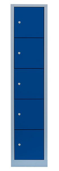 Lüllmann stalen compartimentenkast, 1800 x 415 x 500 mm, lichtgrijs/gentiaanblauw, 523511
