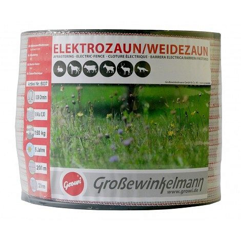 Growi SuperLine breedband, 20 mm, 200 m rood/wit, 10050370