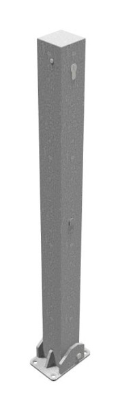 Schake afzetpaal stalen buis 70 x 70 mm opklapbaar, met profielcilinderslot, voor plugbevestiging met voetplaat, 470UZ