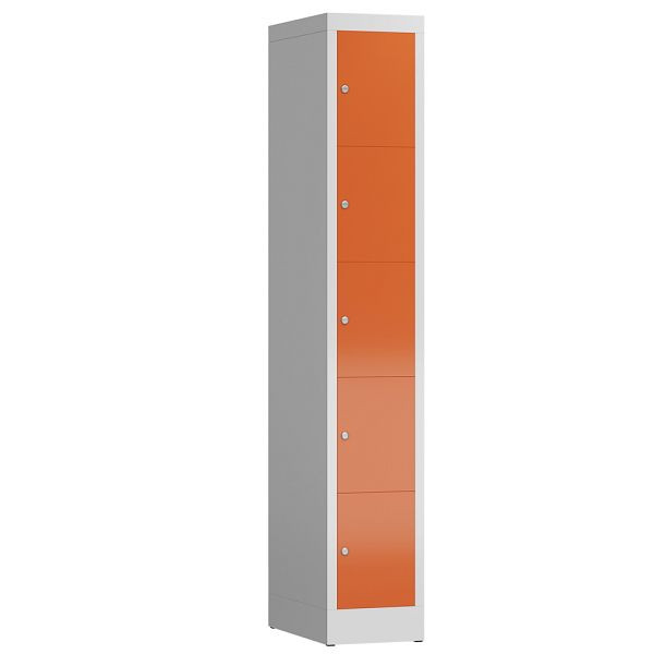 Lüllmann ClassiX lockerkast, 1 compartiment, 5 compartimenten, 1800 x 310 x 500 mm, lichtgrijs/vuurrood, X-520514
