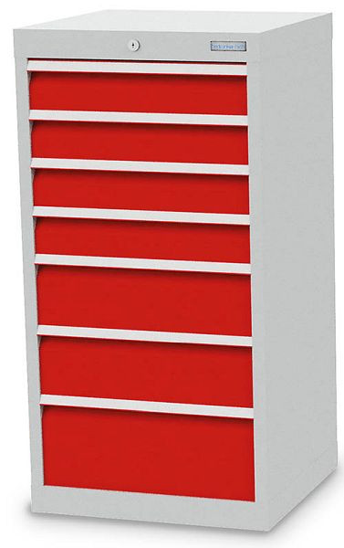 Bedrunka + Hirth ladekast, diepte 500 mm, R 18-16, 530 x 500 x 1019 mm, 7 x lades (4x 100VA, 2x 150VA, 1x 200VA), draagvermogen 50 kg, 40.421