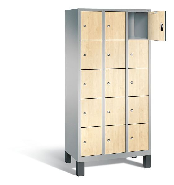 C+P lockerkast Evolo, H1850xB900xD500mm, kleur: wit aluminium / Donau esdoorn decor, 48010-305 S10176