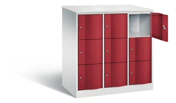 C+P XL lockerkast Resisto, H1255xB1148xD640mm, kleur: lichtgrijs/robijnrood, 8573-373 S10148