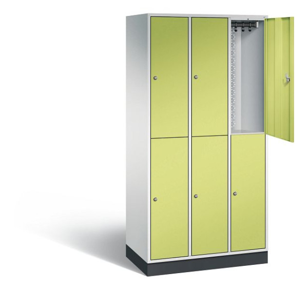 C+P locker, dubbele verdieping intro, H1950xW920xD490mm, kleur: lichtgrijs / virid groen, 8270-301 S10071