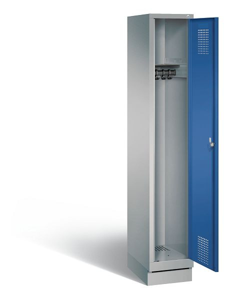 C+P garderobe Evolo, H1800xB320xD500mm, kleur: wit aluminium / gentiaanblauw, 48020-10 S10477