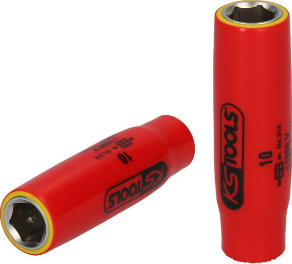 KS Tools 1/4" dopsleutel met beschermende isolatie, 4 mm, lang, 117.2341