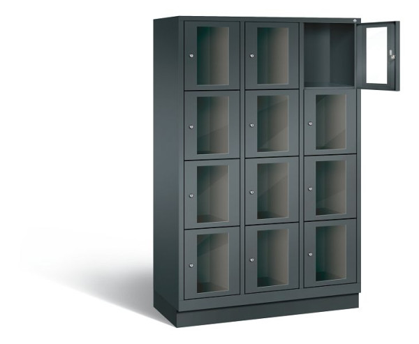 C+P Schließfachschrank Classic, 12 Fächer, H1800xB1200xT500 mm, Anthrazit, 8020A324 S10035