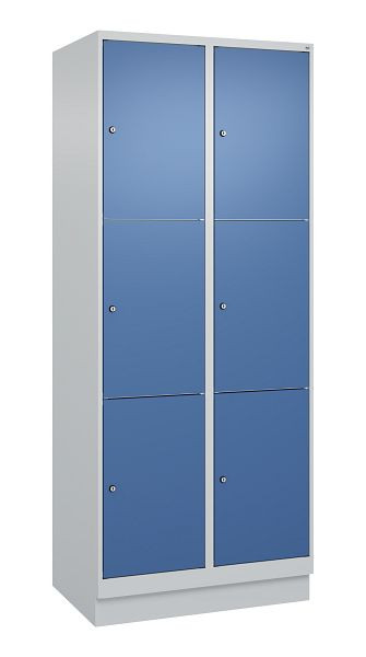 C+P lockerkast Classic PLUS, onderstel, 2 vakken met elk 3 vakken, 1950x800x500mm, 7035/5023, 080020-223 S10005