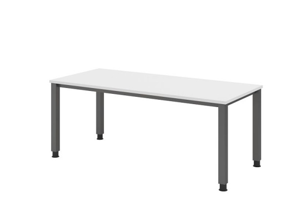 Hammerbacher bureau QS19, 180 x 80 cm, blad: wit, 25 mm dik, 4-poots frame in grafiet (vergelijkbaar met RAL 7012), werkhoogte 68-83,5 cm, VQS19/W/G